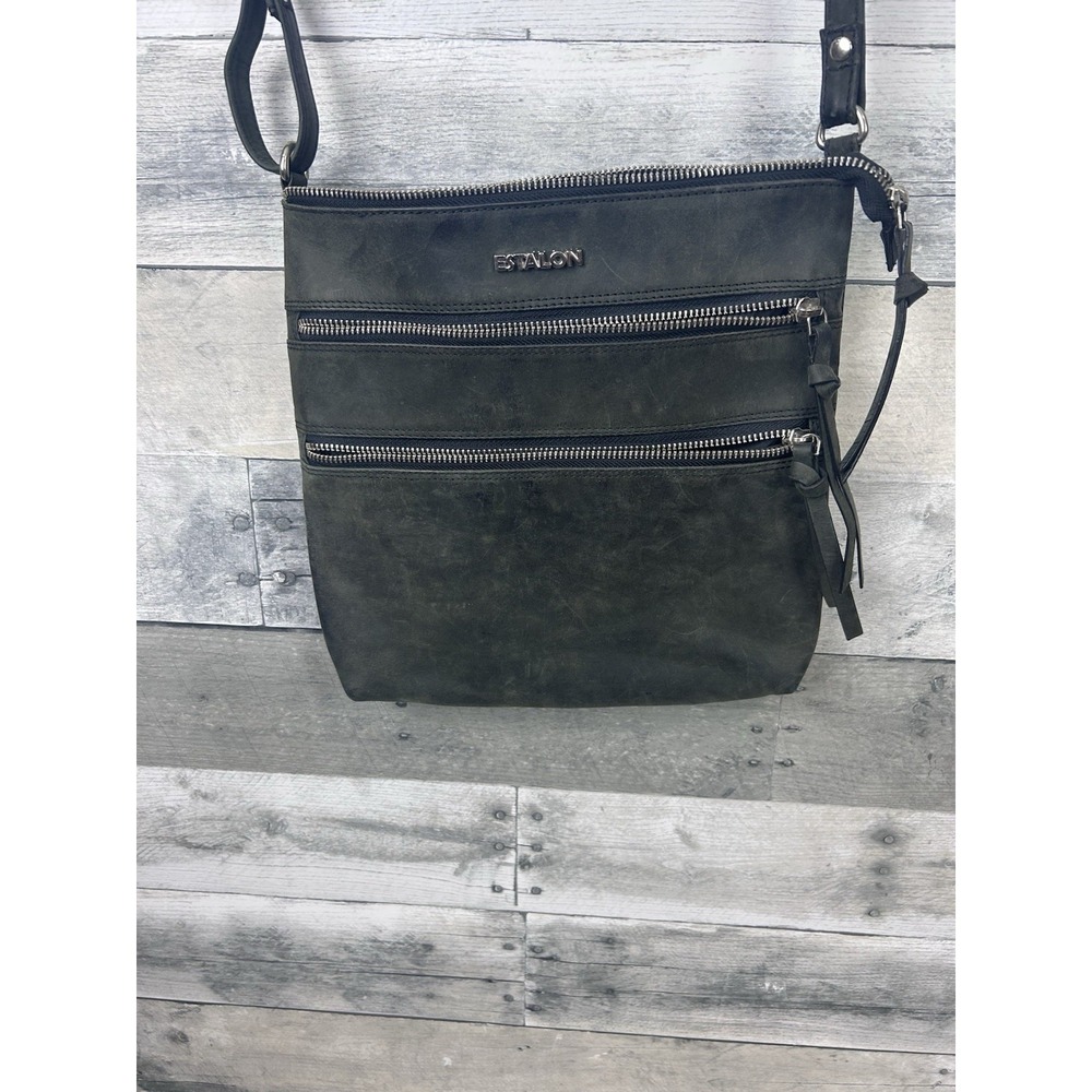 Estalon Triple Zipper Leather Crossbody